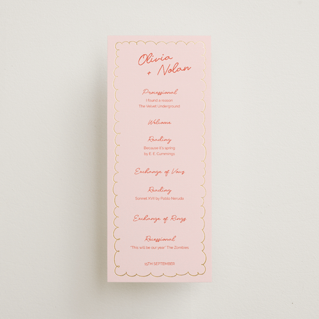 "Party On!" - Wedding Programs in Sangria Spark by Zove Ahhh - Front