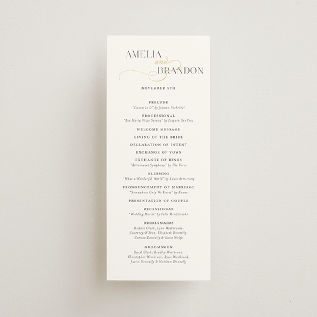 "Elegant Flourish" - Wedding Programs in Sugar by Jessica Williams - Front