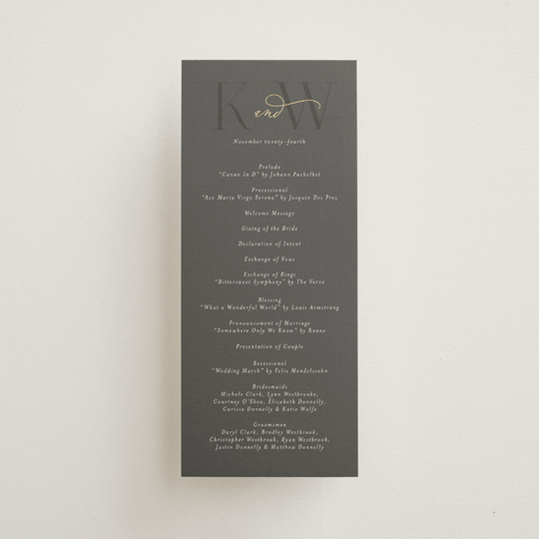 "Over Monogram" - Wedding Programs in Stormy by Jessica Williams - Front