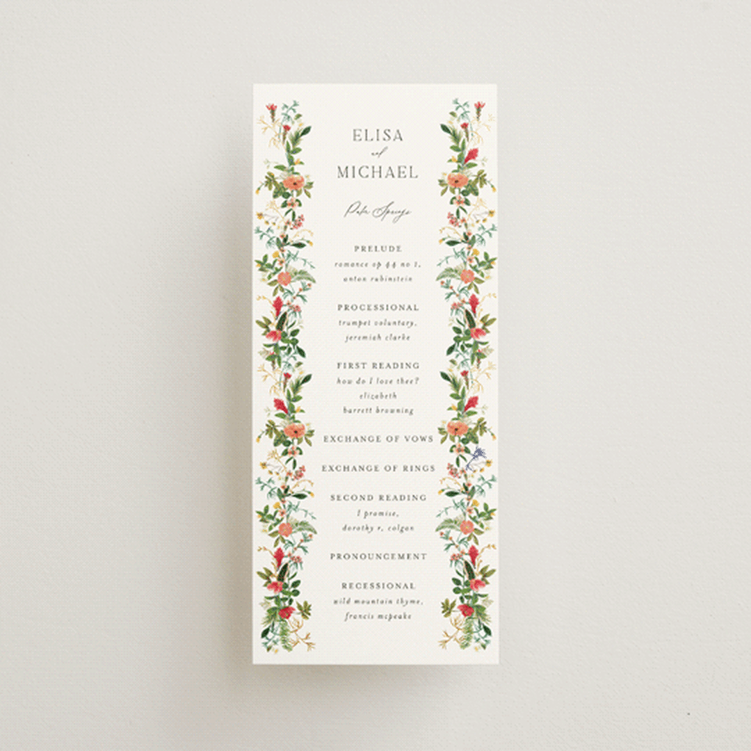 "Tropica" - Wedding Programs in Papaya by Susan Moyal - Front
