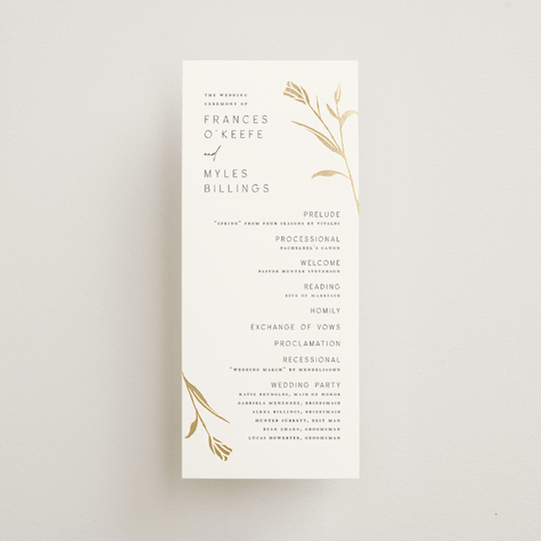 "Perennial" - Wedding Programs in Cotton by Amy Kross - Front