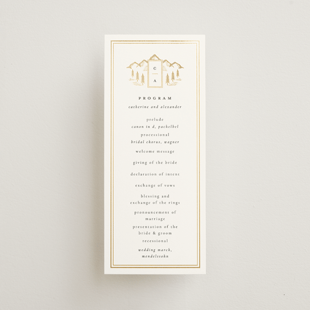 "Summit Serenity" - Wedding Programs in Quartz by Ana de Sousa - Front
