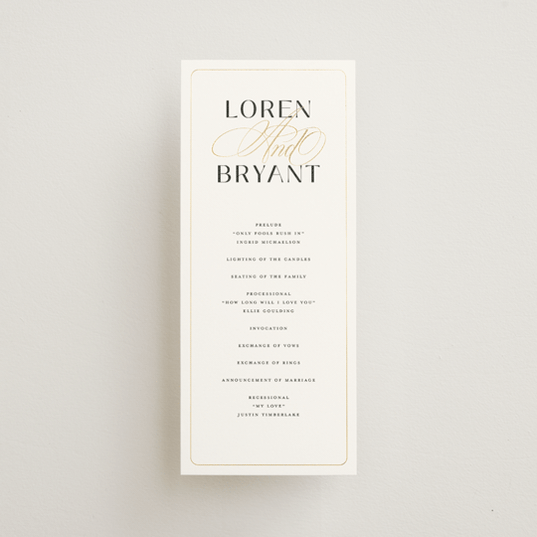 "Loren" - Wedding Programs in Cotton by Christie Garcia - Front