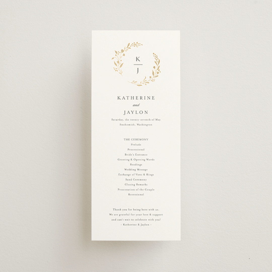 "Embrace" - Wedding Programs in Cloudy by Jennifer Postorino - Front
