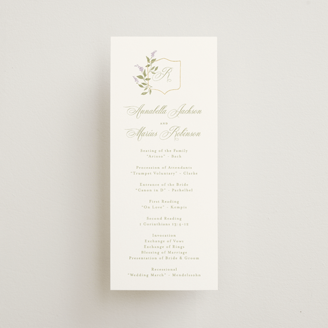 "Marmont" - Wedding Programs in Lilac by Kristie Kern - Front