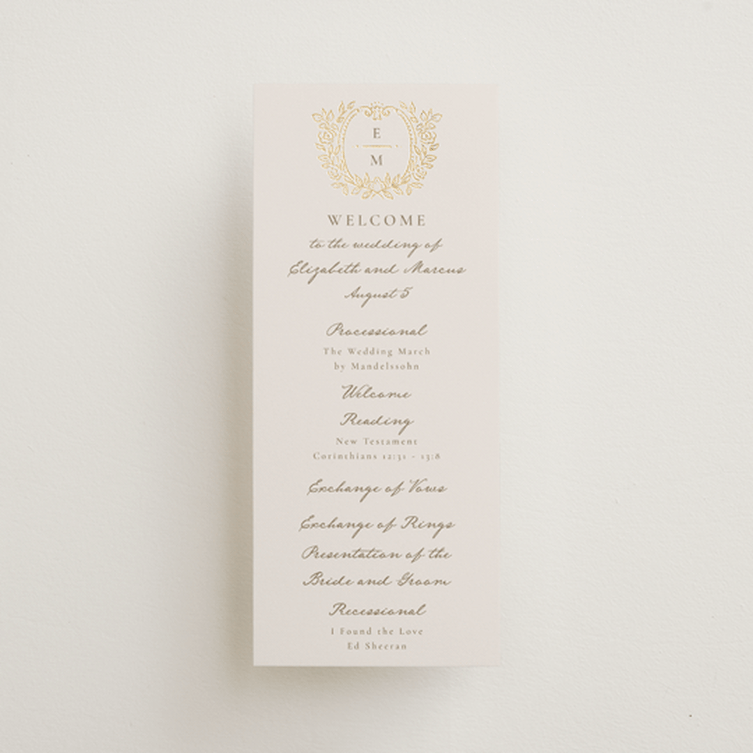 "Manuet" - Wedding Programs in Vanilla by Petra Kern - Front