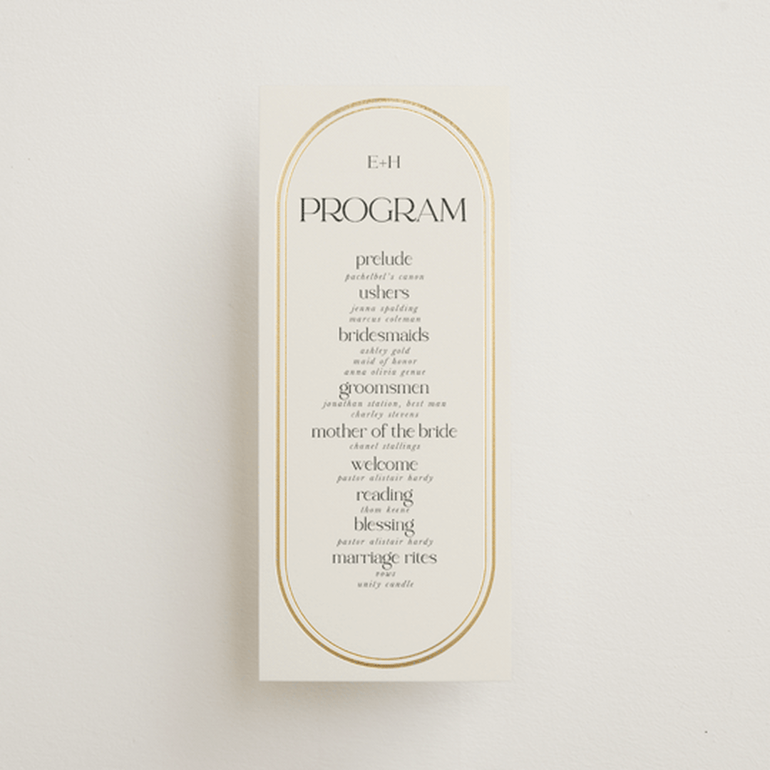 "oval" - Wedding Programs in Sandstone by Lori Wemple - Front