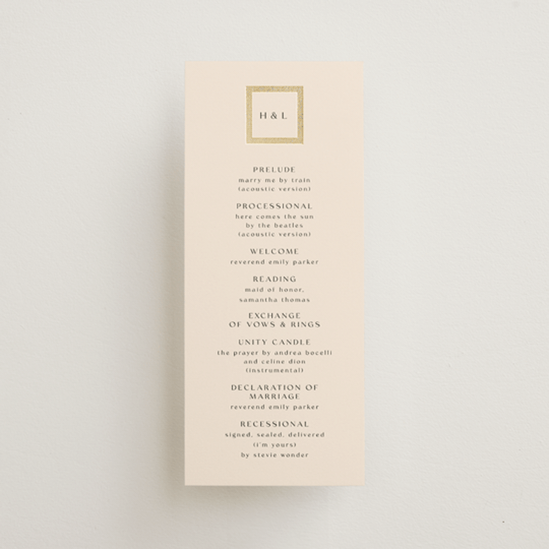 "Framed Photo" - Wedding Programs in Latte by Stacy Maalouf - Front