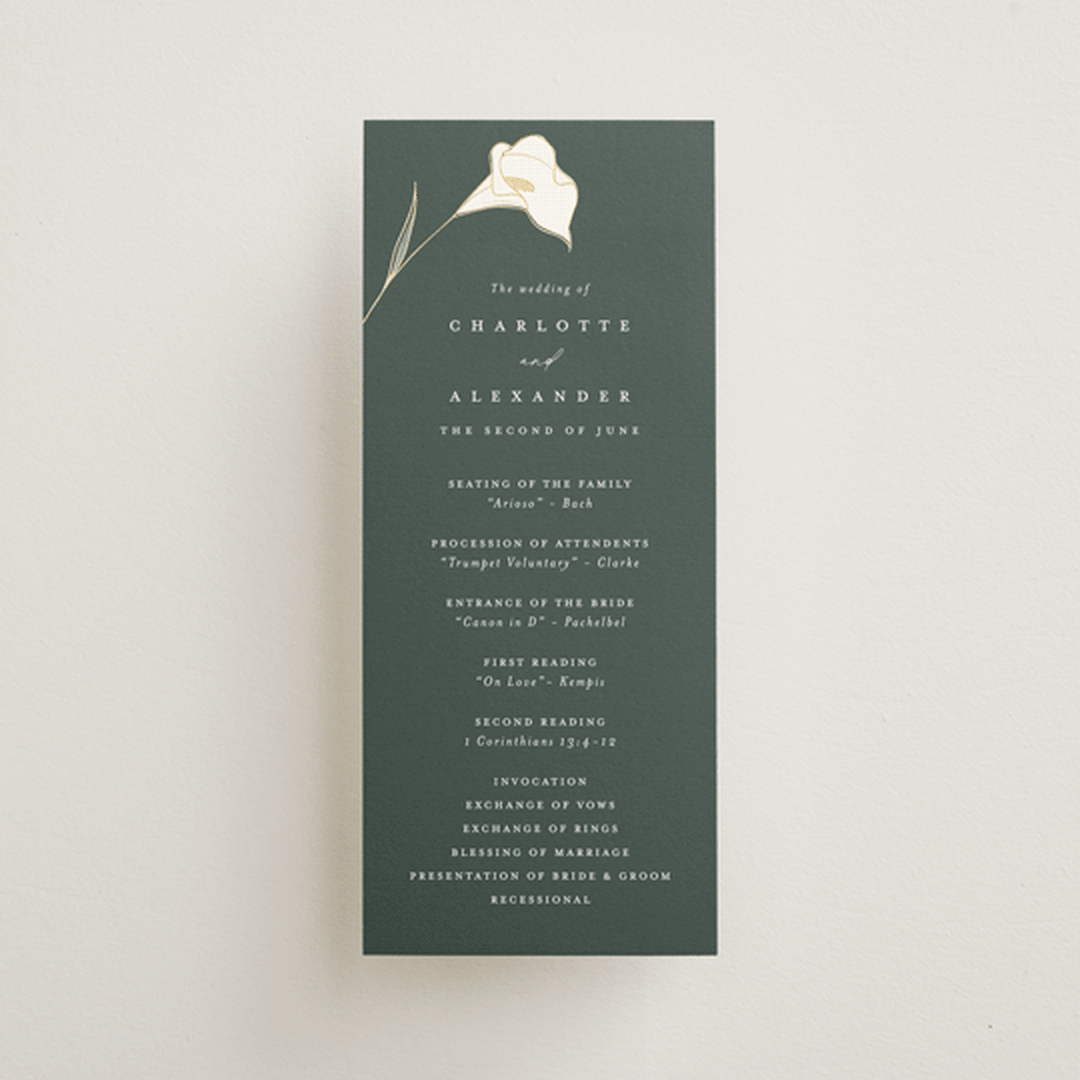 "Elegant Lillies" - Wedding Programs in Forest by Stacey Meacham - Front