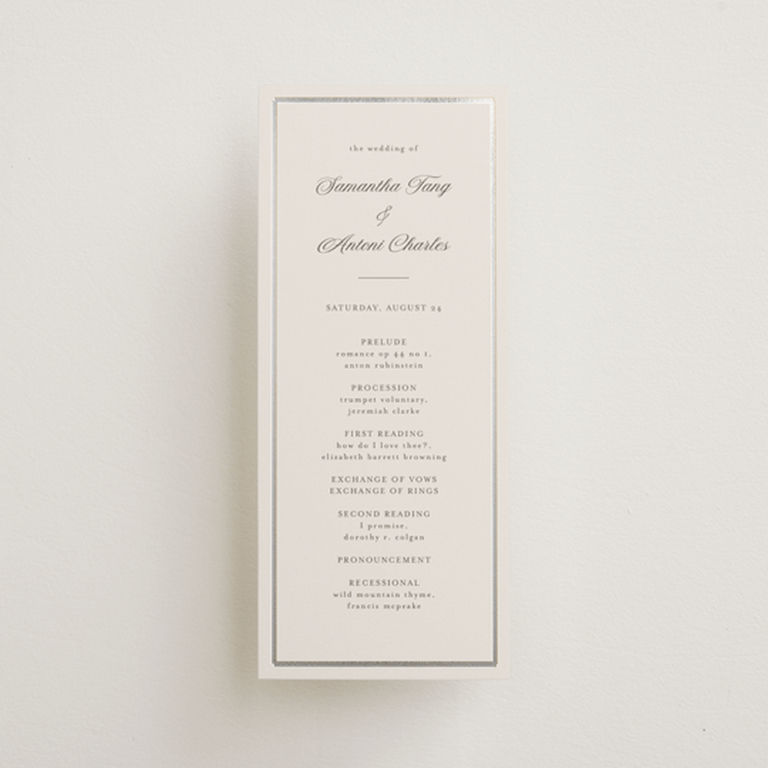 "Tux" - Wedding Programs in Antique by Nicole Walsh - Front