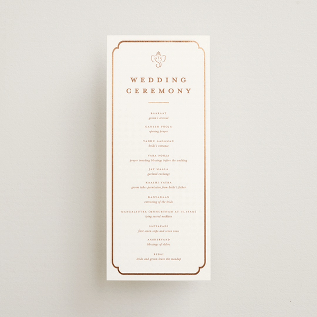 "Royal Wedding" - Wedding Programs in Pista by Teju Reval - Front