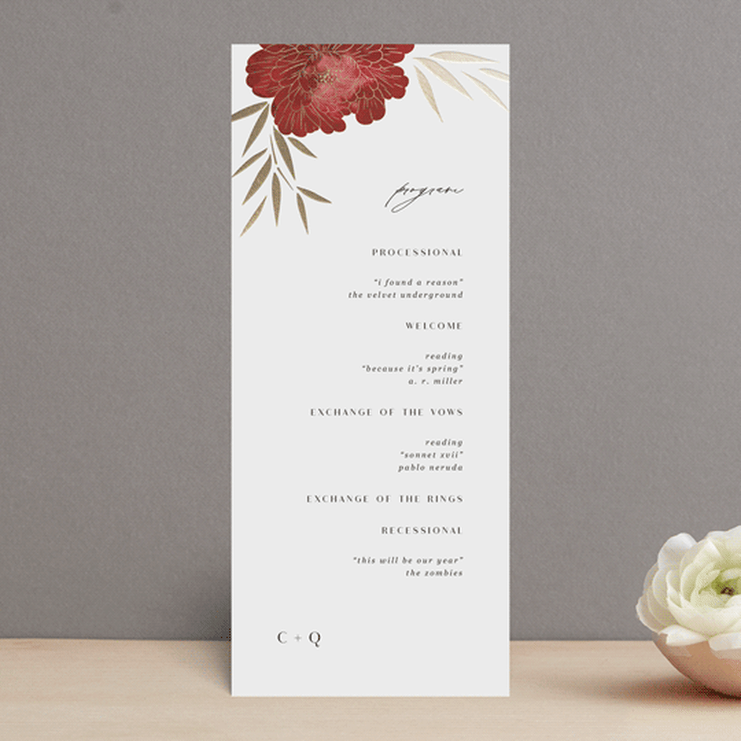 Peonies & bamboo leaves