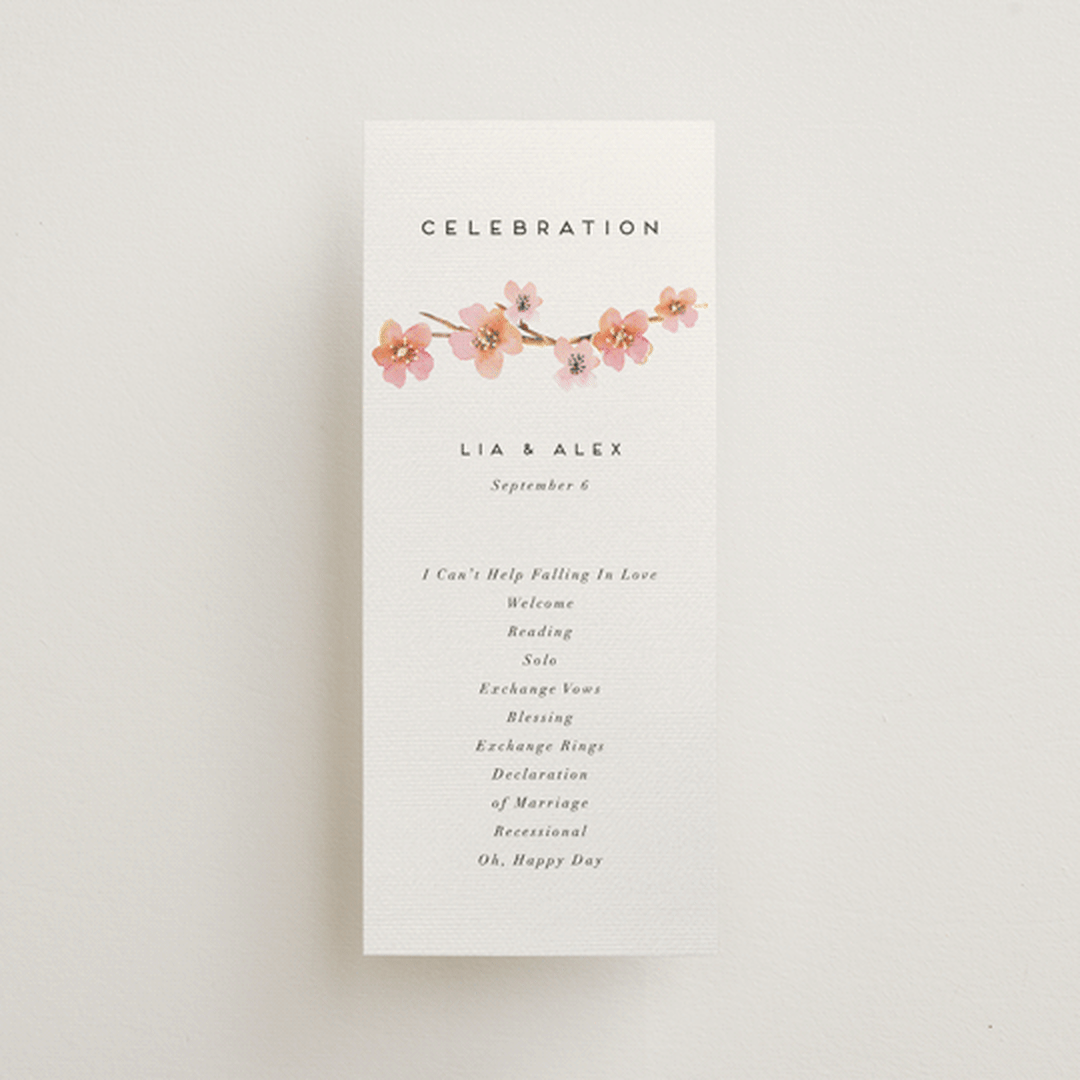 "Love Blossom" - Wedding Programs in Blush by Petra Kern - Front