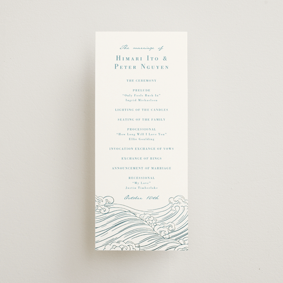"waves" - Wedding Programs in Aqua by Jessie Steury - Front