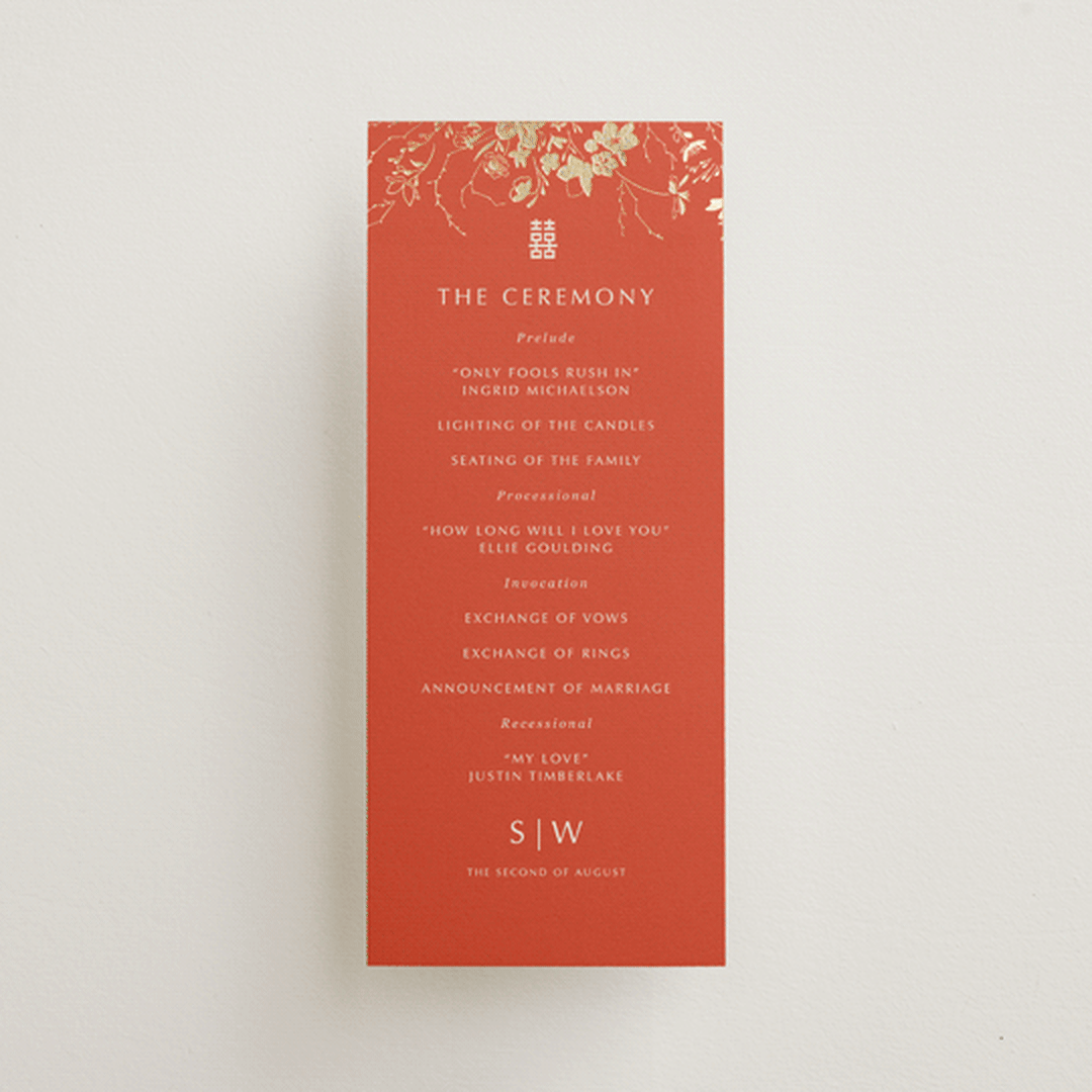 "Abstract Flora" - Wedding Programs in Lava by Stellax Creative - Front