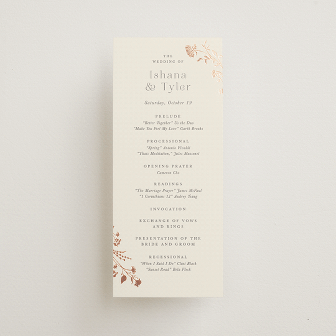 "Queen Anne's Lace" - Wedding Programs in Creme Brulee by Jennifer Wick - Front