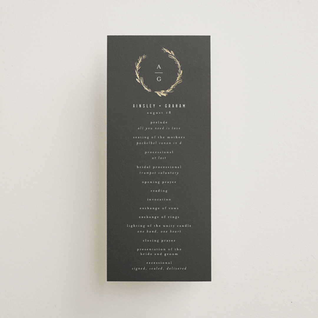 "Panache" - Wedding Programs in Onyx by Kristie Kern - Front