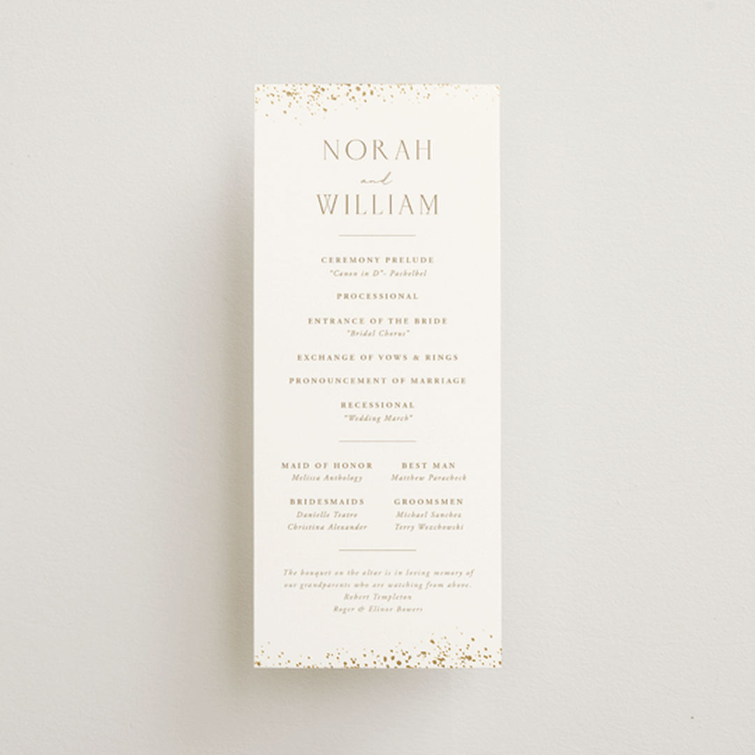 "Effervescent" - Wedding Programs in Dove by Meggy Masters - Front