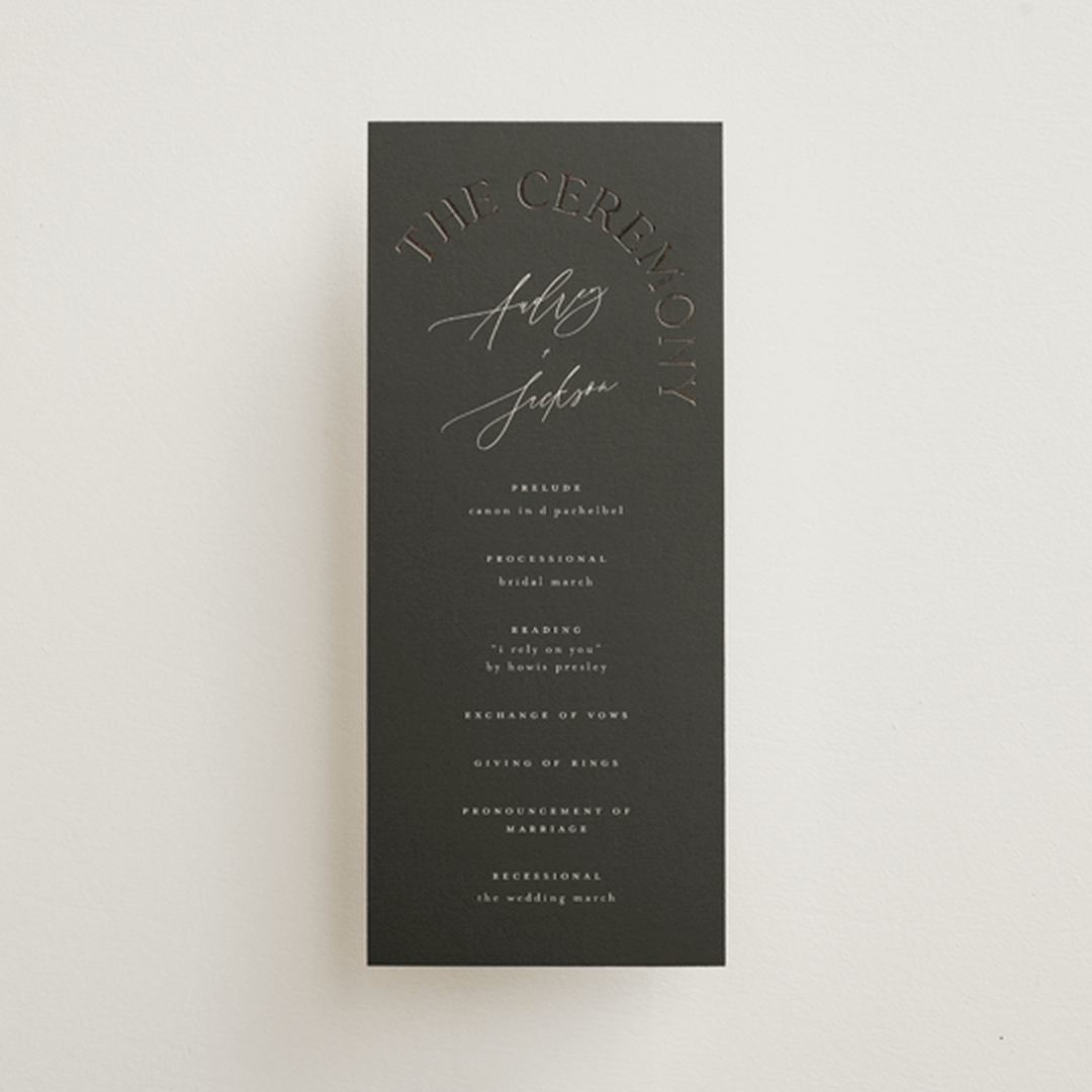 "The Arc" - Wedding Programs in Truffle by Vera Lim - Front