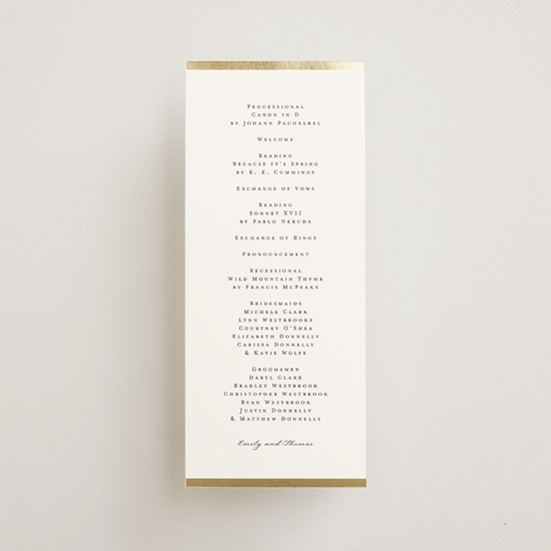 "Defined" - Wedding Programs in Snow by mo kelley - Front