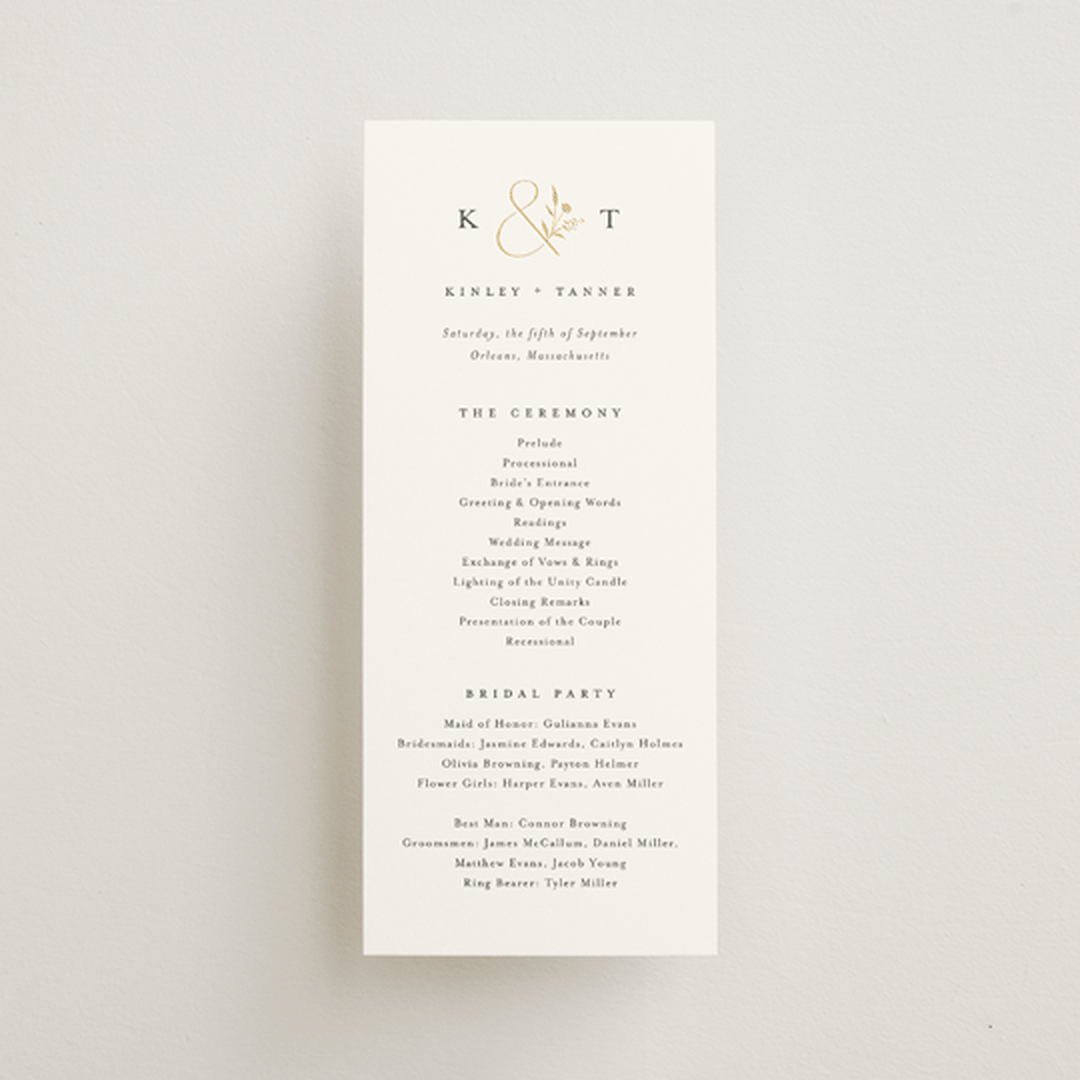 "Wildflower" - Wedding Programs in Cotton by Jennifer Postorino - Front