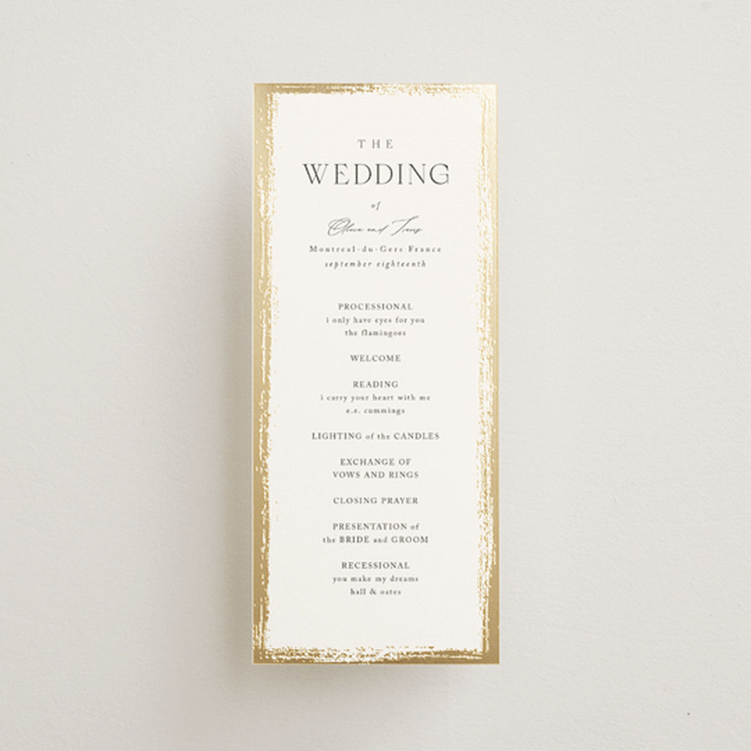 "Brushed Edge" - Wedding Programs in Silk by Kelly Schmidt - Front