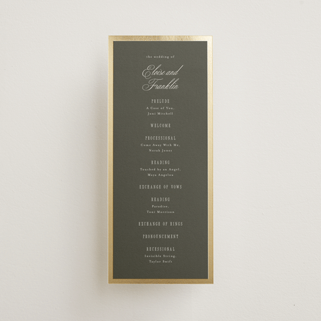 "Hillside" - Wedding Programs in Graphite by Everett Paper Goods - Front