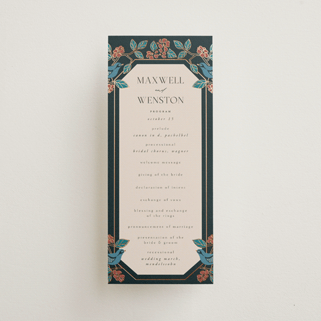 "Wedding birds" - Wedding Programs in Onyx by Ana de Sousa - Front