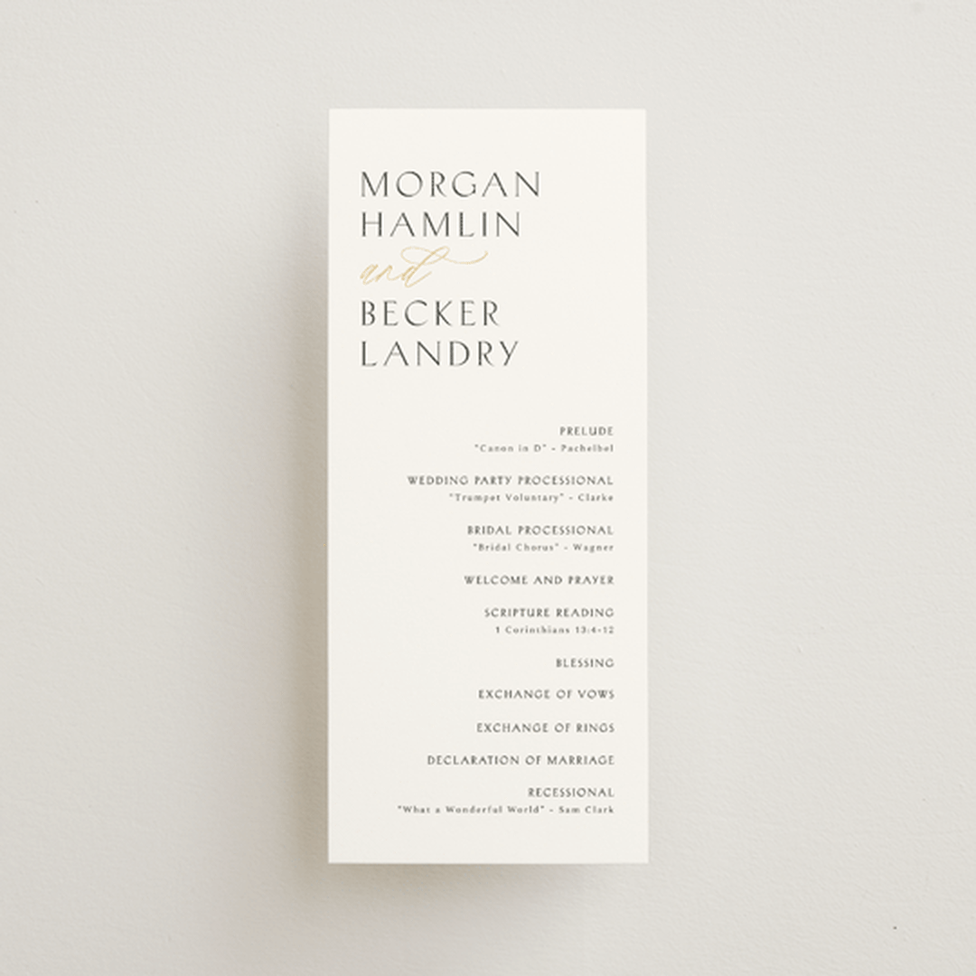 "Postcard" - Wedding Programs in Snow by Kaydi Bishop - Front
