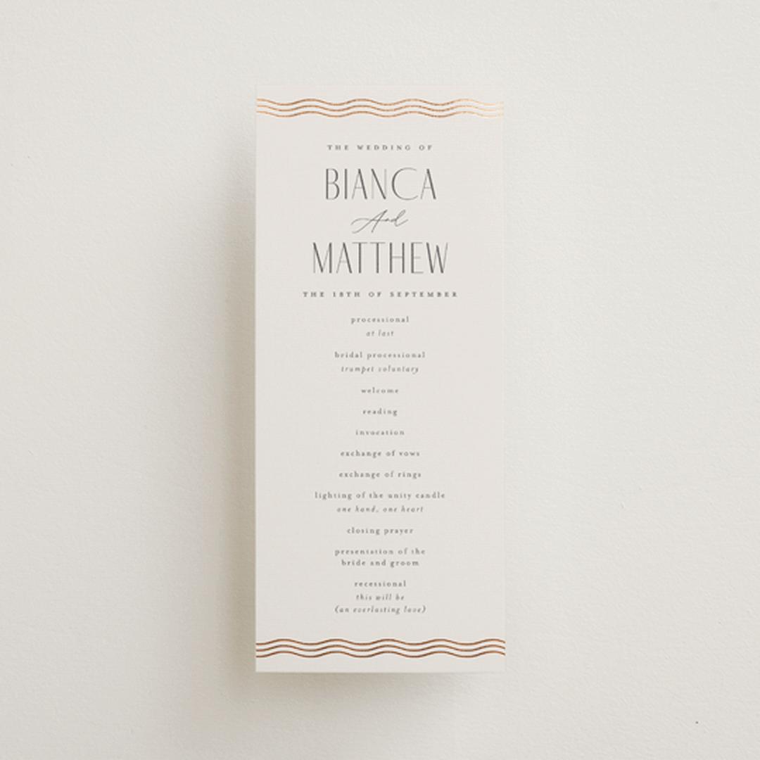 "Newberry" - Wedding Programs in Bisque by Kristie Kern - Front