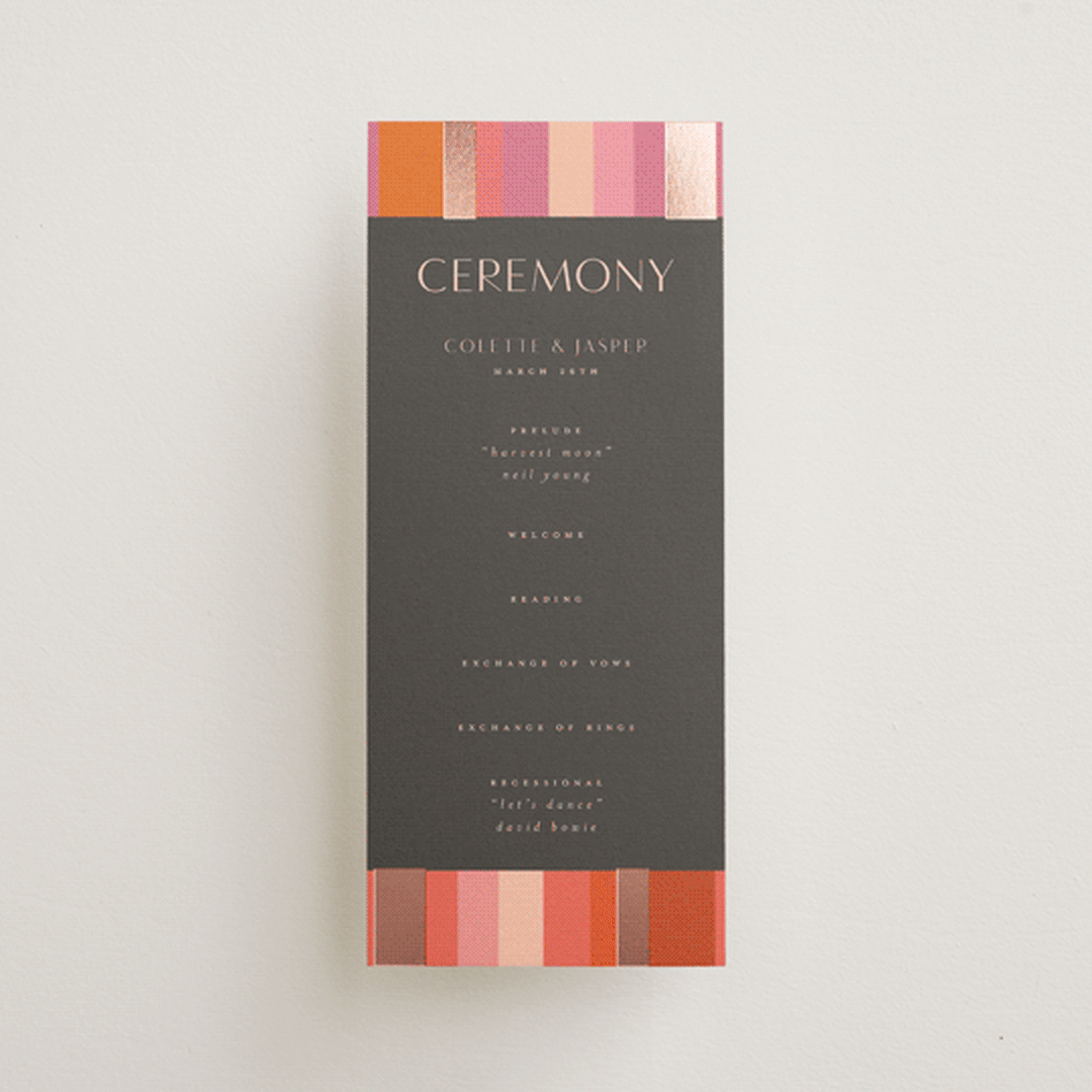 "Patchwork Border" - Wedding Programs in Fruit Punch by Morgan Kendall - Front