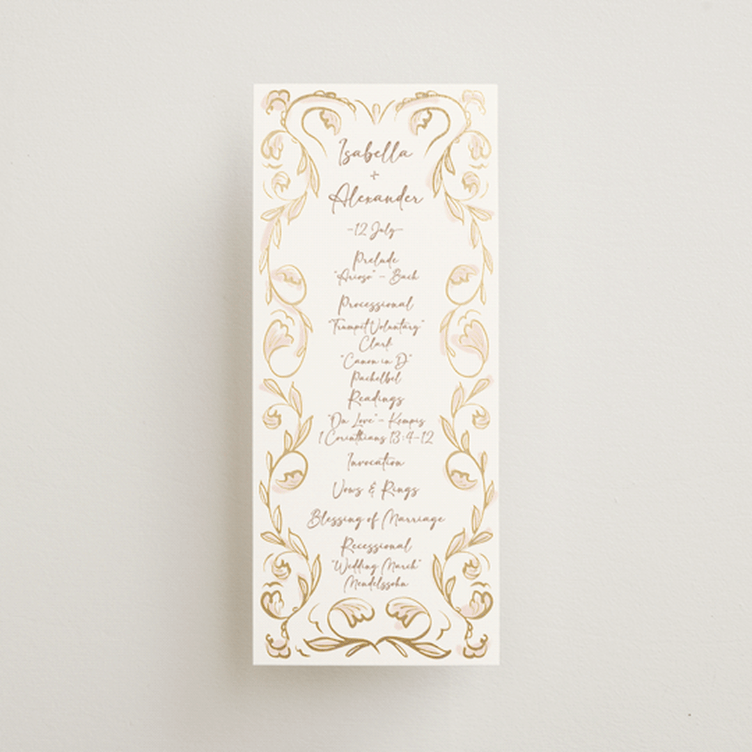 "Bella Bellissima" - Wedding Programs in Blush by Ani Somi - Front