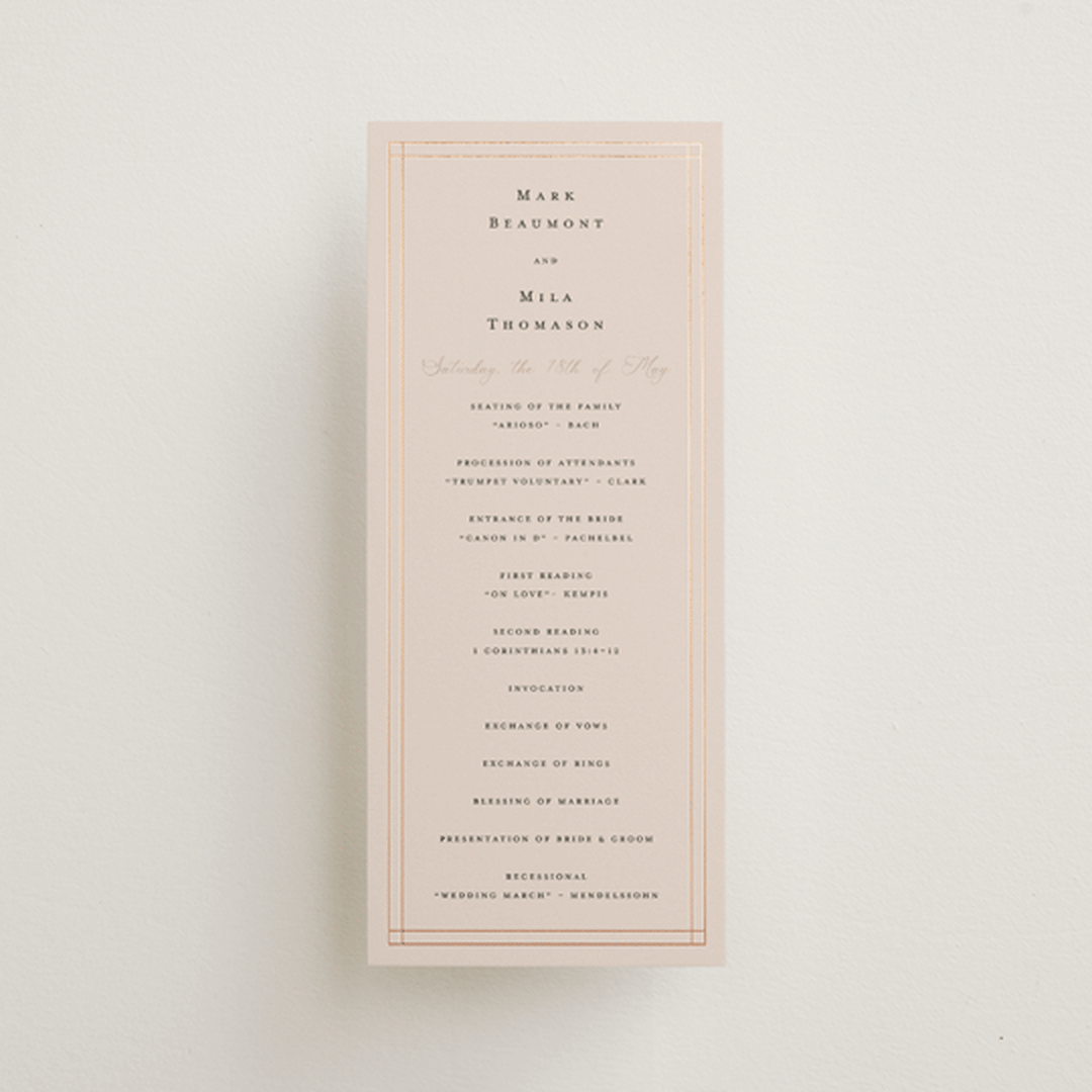 "Champagne" - Wedding Programs in Rose by Ani Somi - Front
