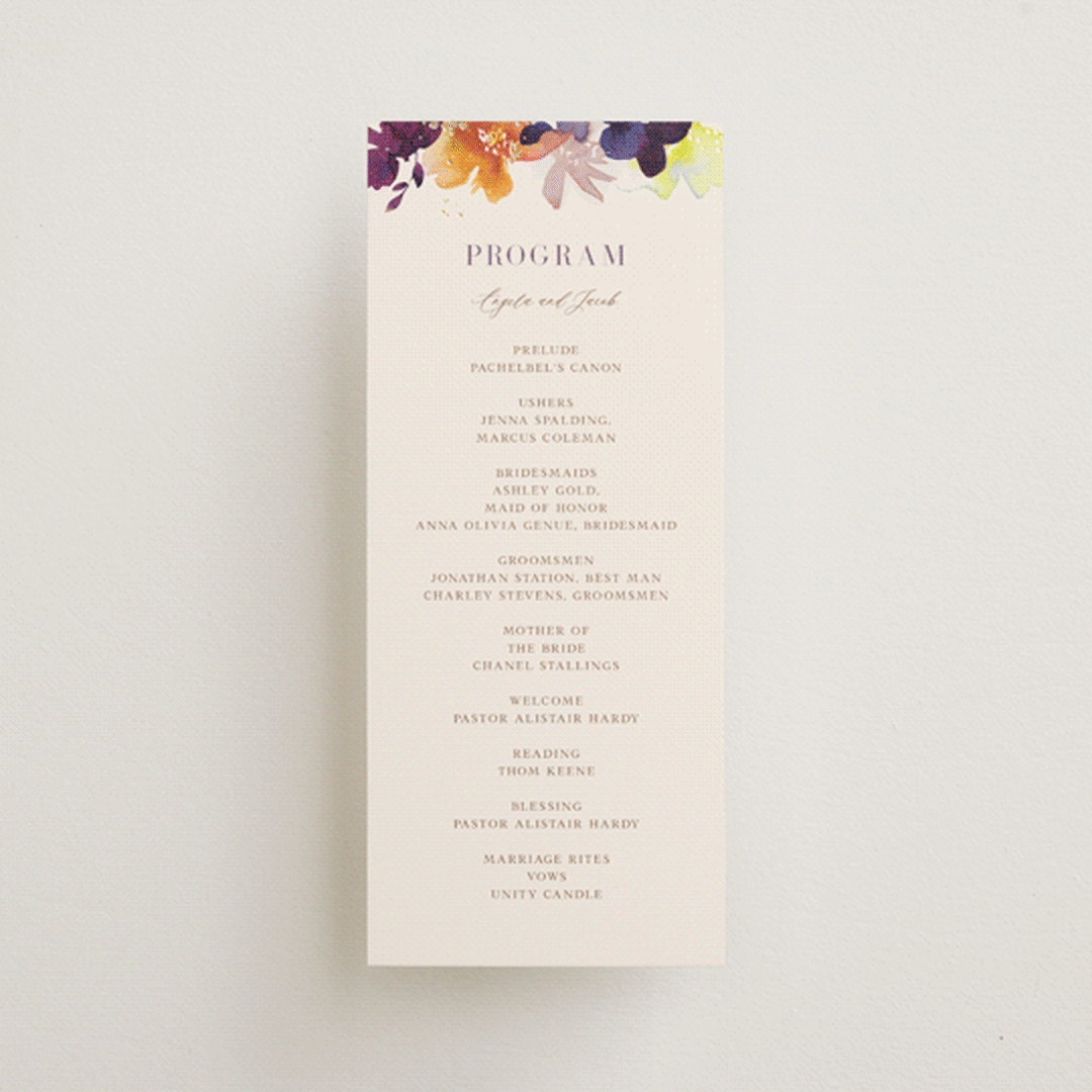 "Bouquet" - Wedding Programs in Cream by Lori Wemple - Front
