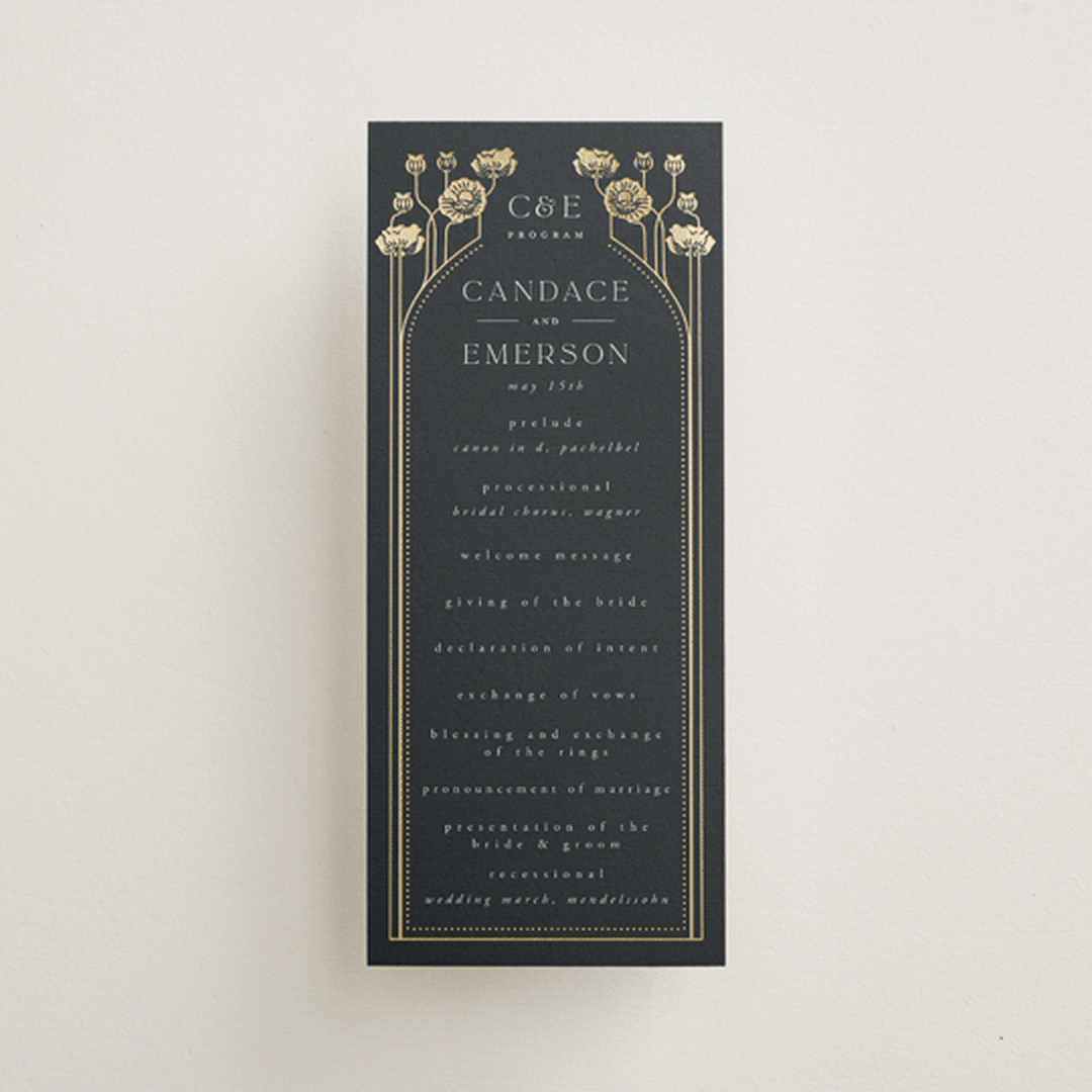 "Nouveau flowers" - Wedding Programs in Navy by Ana de Sousa - Front