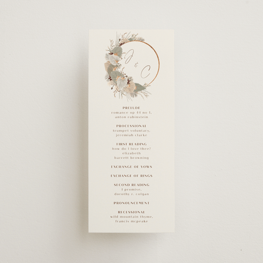"Jasmine" - Wedding Programs in Dusk by Susan Moyal - Front