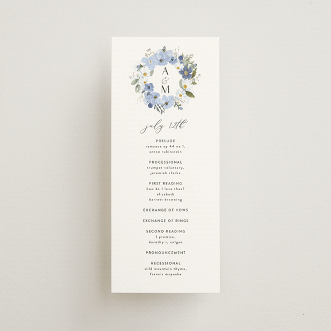 "Layered florals" - Wedding Programs in Serenity by Susan Moyal - Front