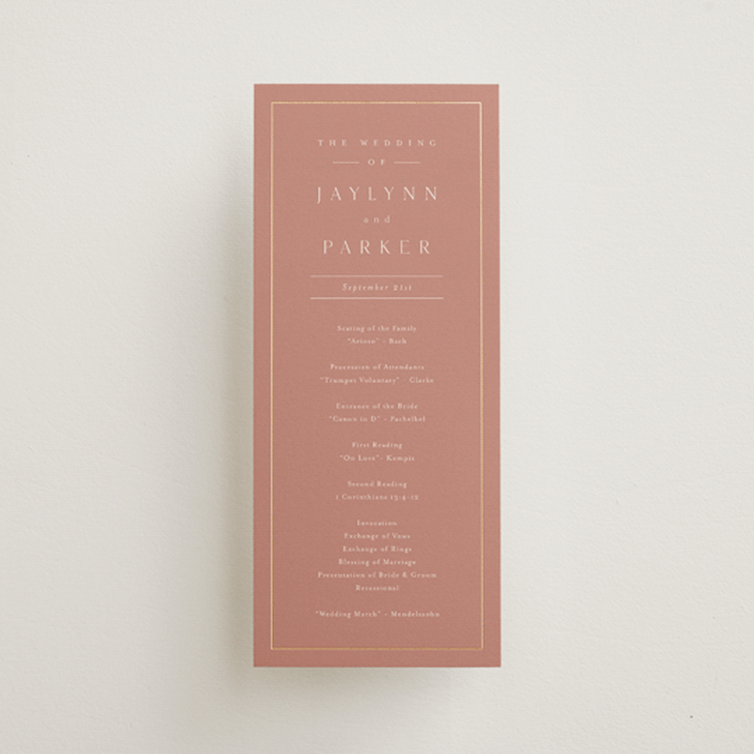 "Warm affection" - Wedding Programs in Dusty Rose by Stacey Meacham - Front