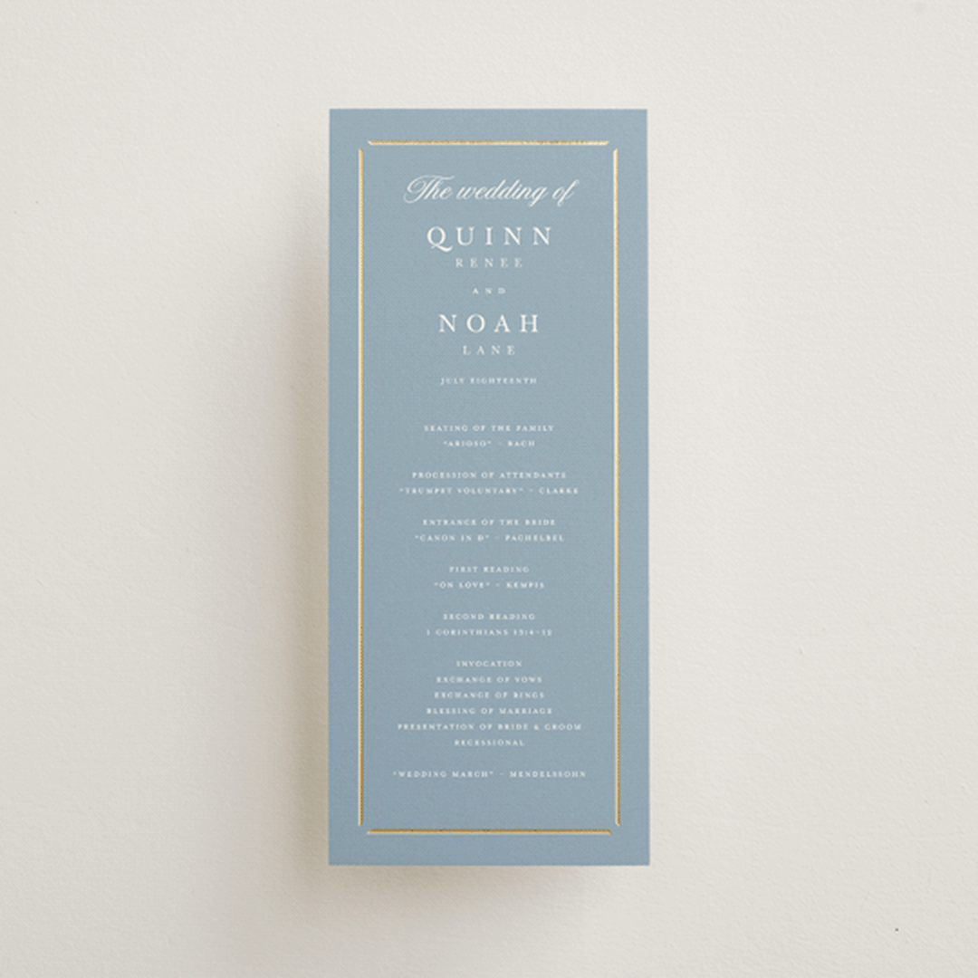 "Elegant bevel" - Wedding Programs in Dusty Blue by Stacey Meacham - Front