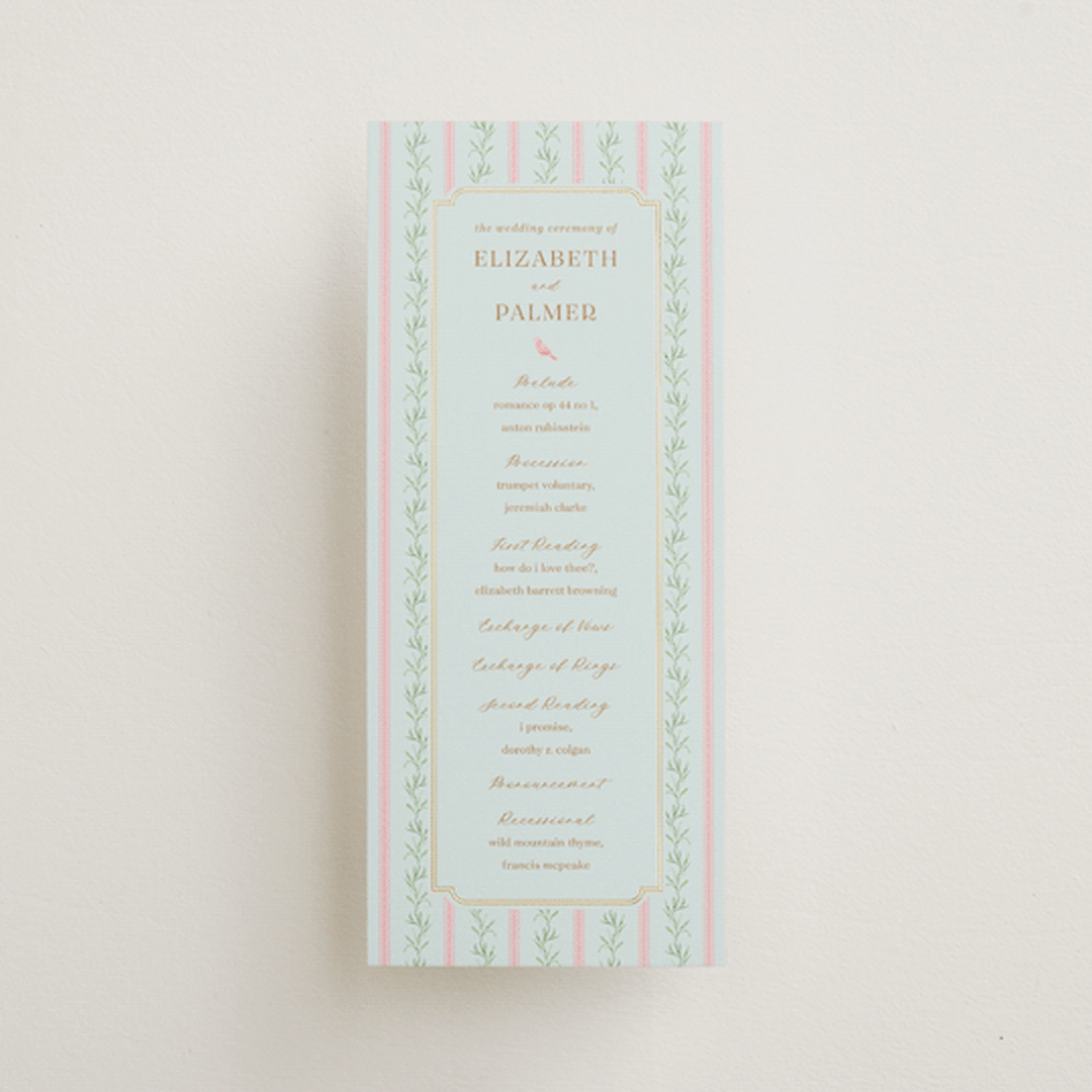 "Castle" - Wedding Programs in Hummingbird by Claudia Orengo - Front