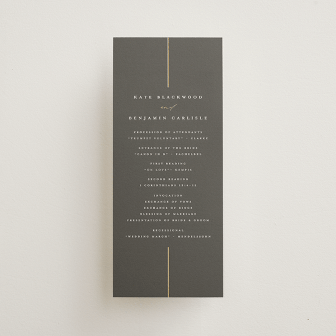 "Formal lines" - Wedding Programs in Iron by Erica Krystek - Front