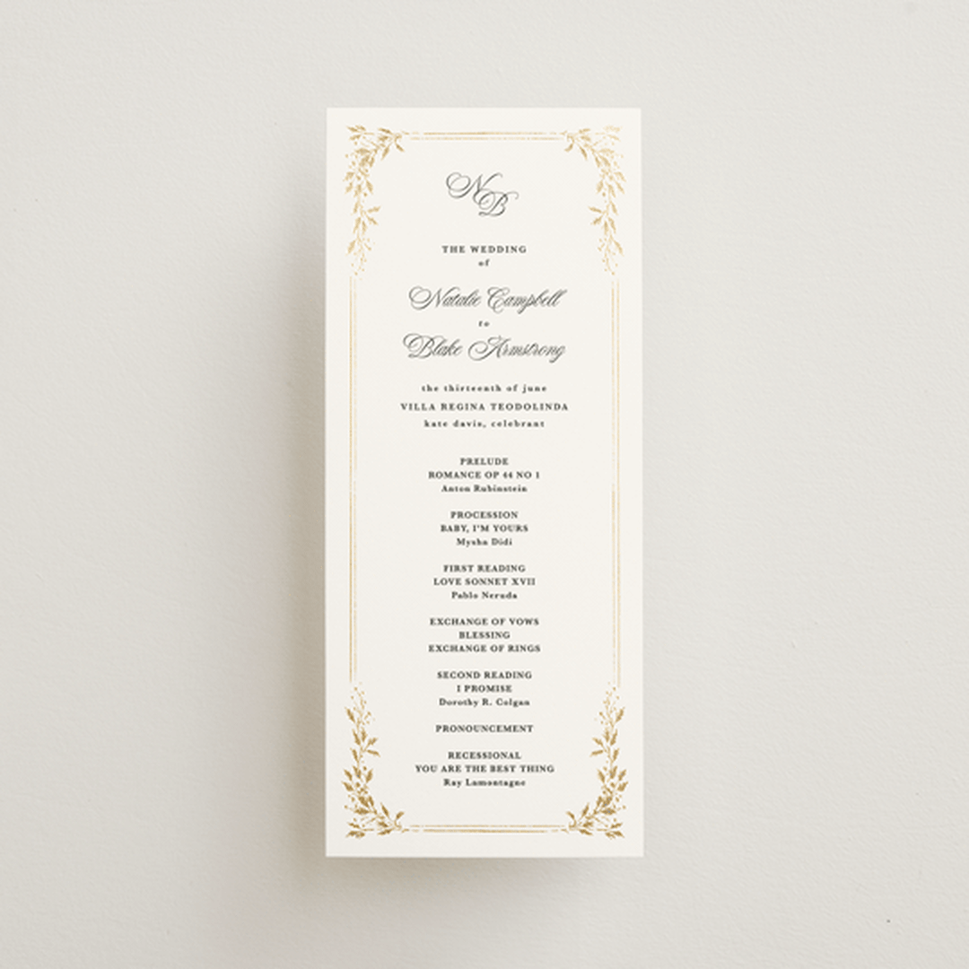 "Lake Como" - Wedding Programs in Diamond by Kate Ahn - Front