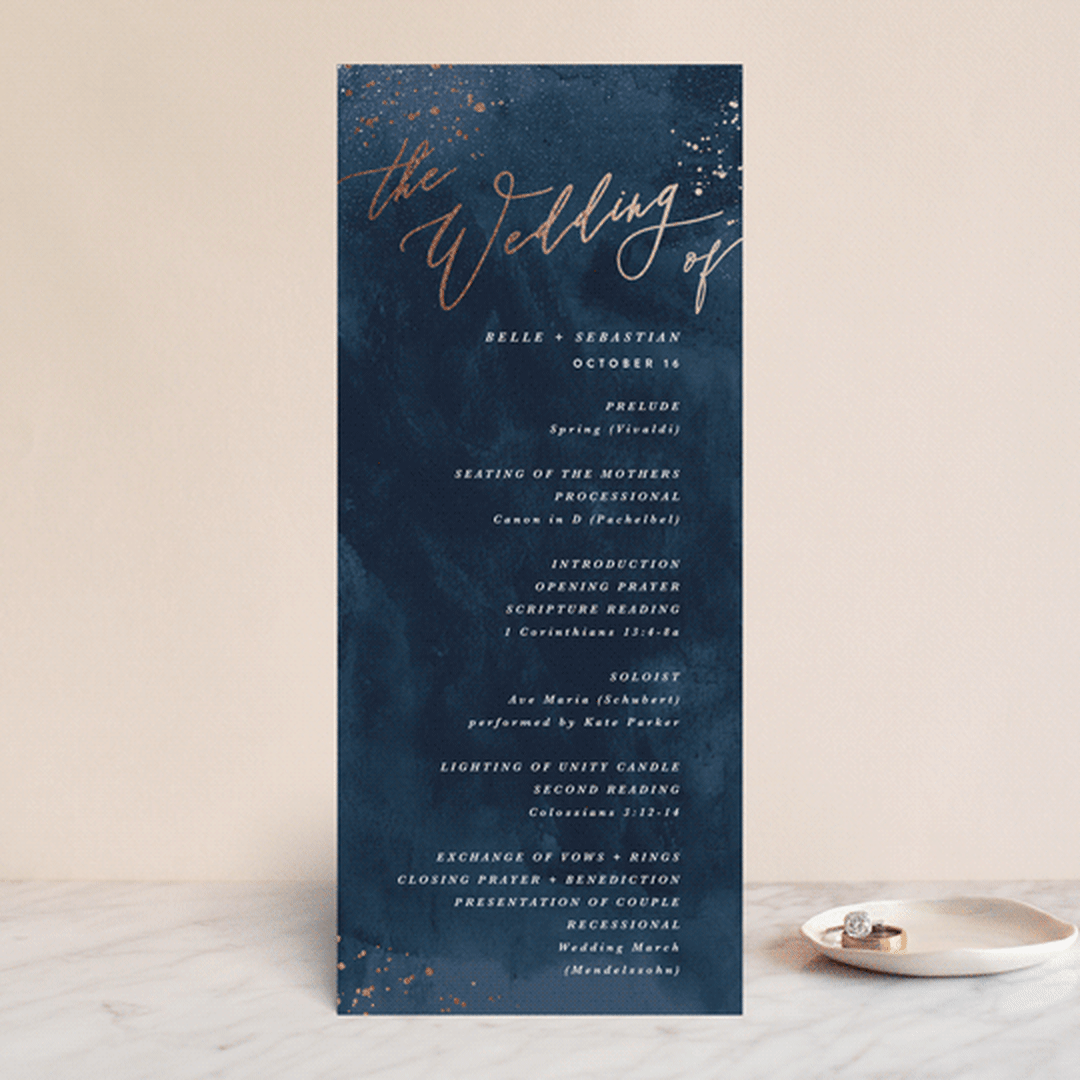 "Cosmos" - Wedding Programs in Midnight by Hooray Creative - Front