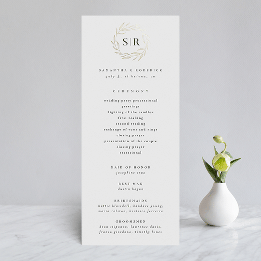 "Chic Wreath" - Wedding Programs in Classic by Kelly Schmidt - Front