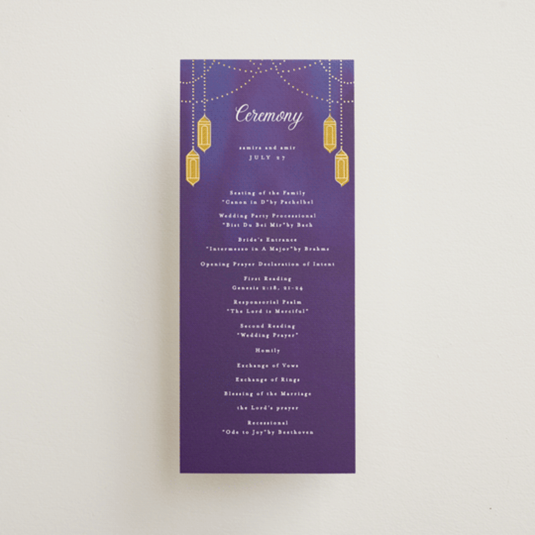 "Whole New World from Disney's Aladdin" - Wedding Programs in Aubergine by Creo Study - Front