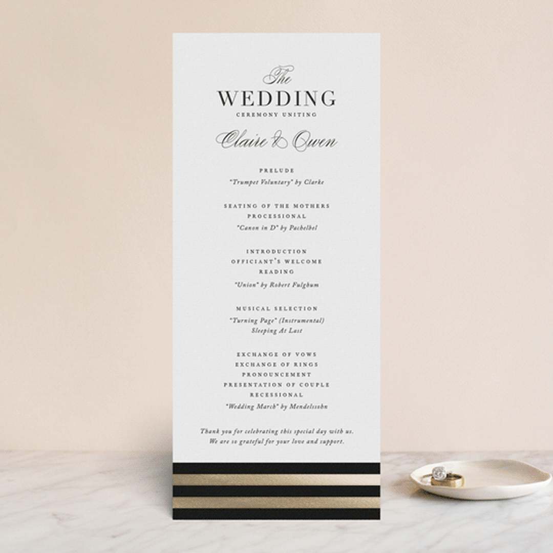 "Deluxe" - Wedding Programs in Tuxedo by Jennifer Postorino - Front