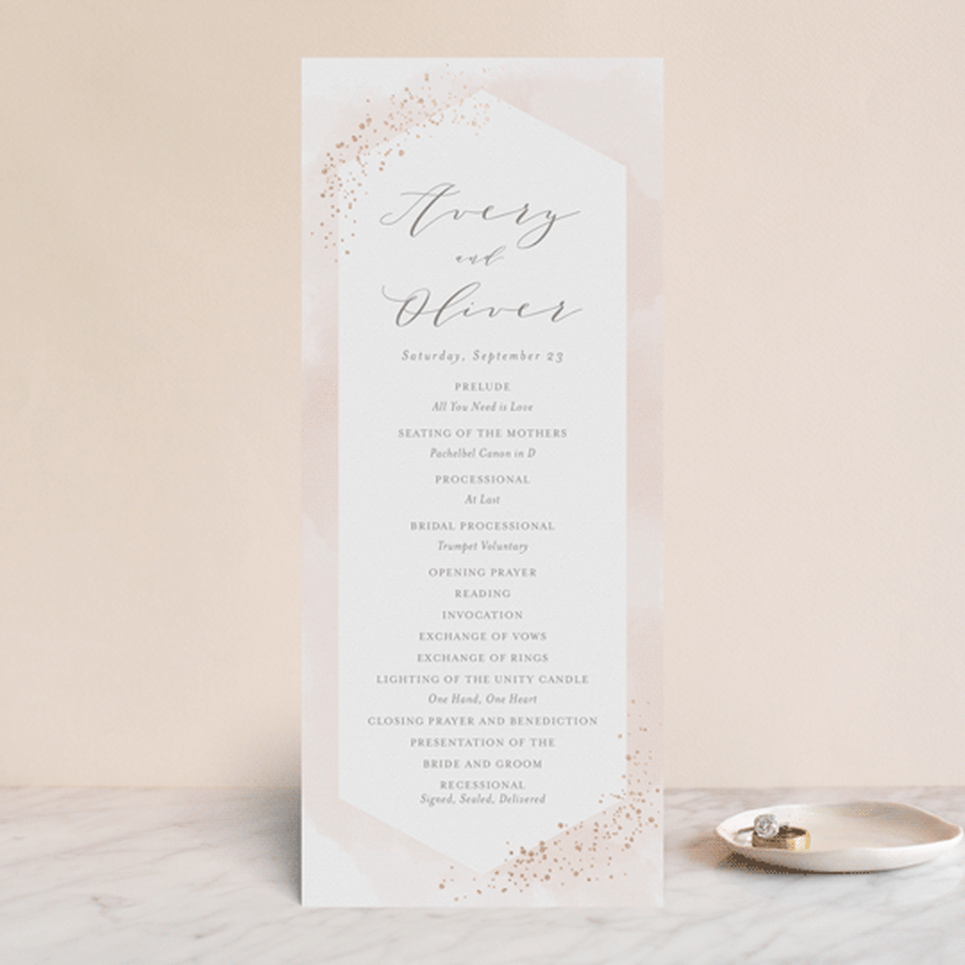 "Sparkling Champagne" - Wedding Programs in Blush by Kristie Kern - Front