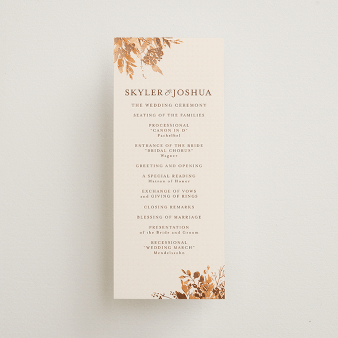 "Wedding in Aspen" - Wedding Programs in Rust by Chris Griffith - Front