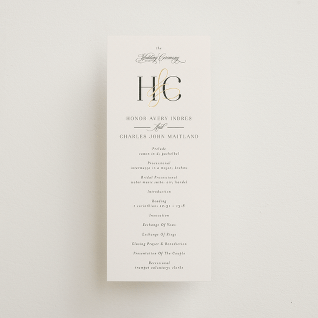 "HONOR" - Wedding Programs in Ivory by Melanie Kosuge - Front