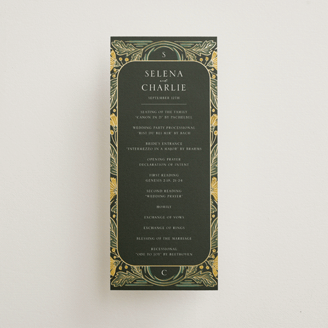 "Embellished" - Wedding Programs in Buttercup by Jen Owens - Front